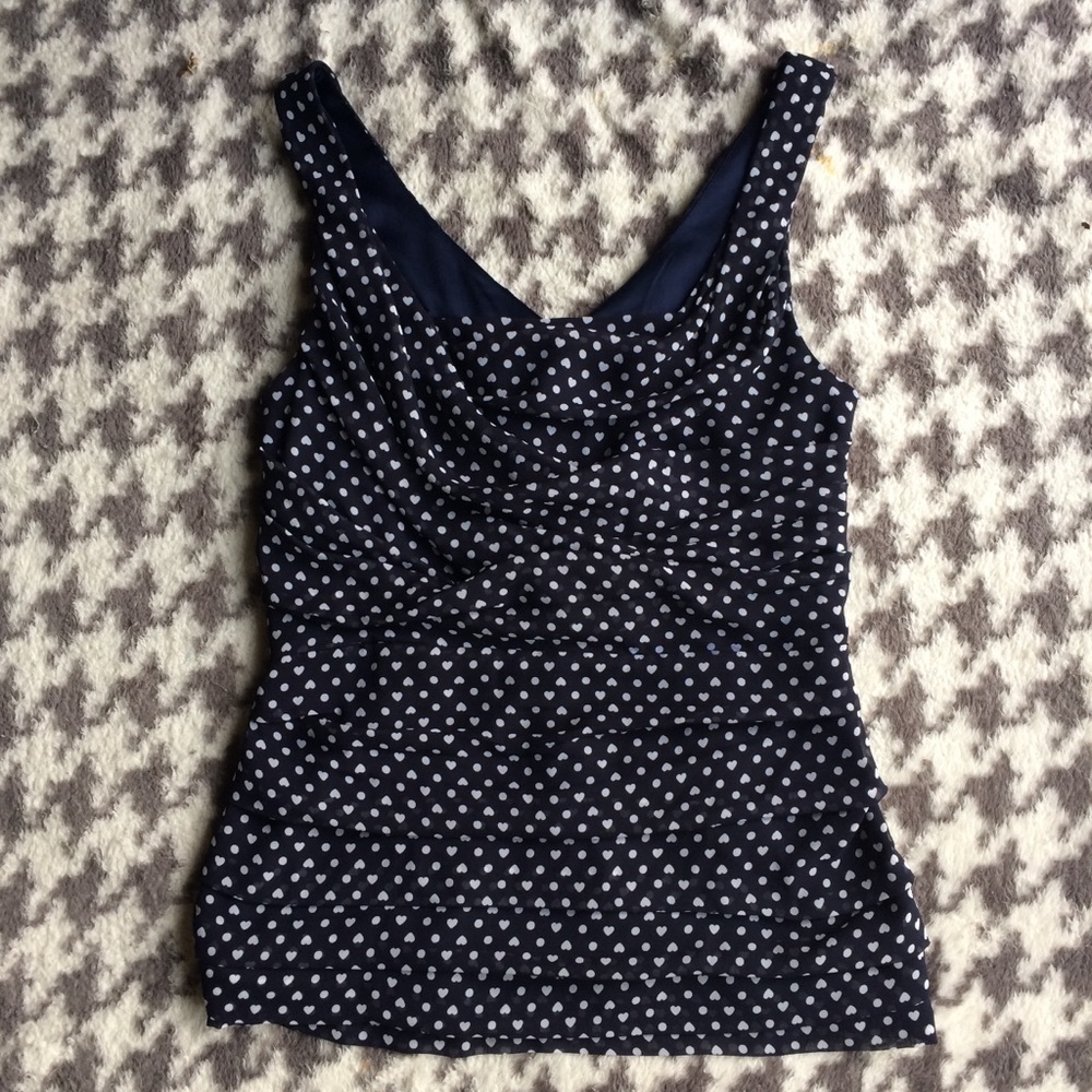 Express medium ruffle tank top with side zipper